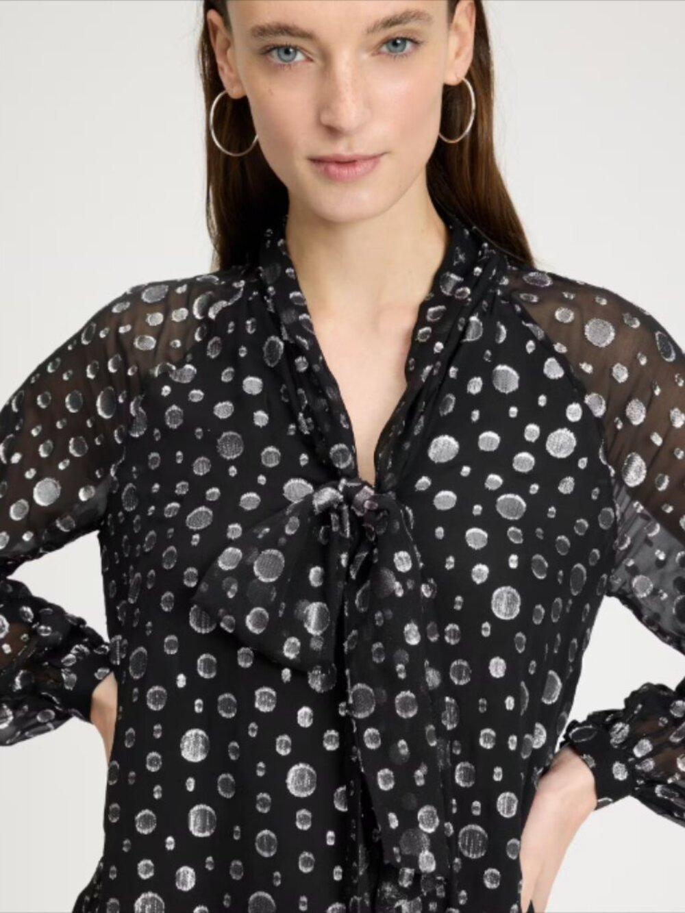 Kate Spade Space Dot Tie-neck Shirt/Blouse
